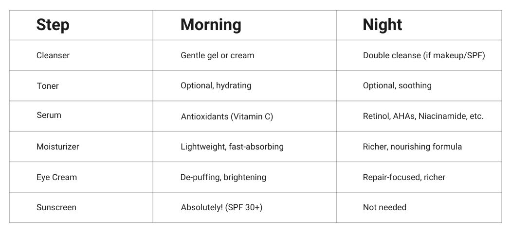 Morning vs. Night Skincare Routines: Quick Skin Care Cheat Sheet