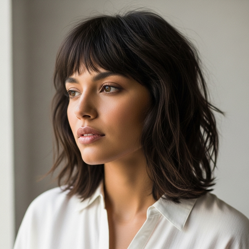 Image of woman with Shaggy Wolf Cut